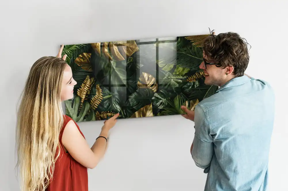 Magnetická tabule na zeď s motivem listů z džungle