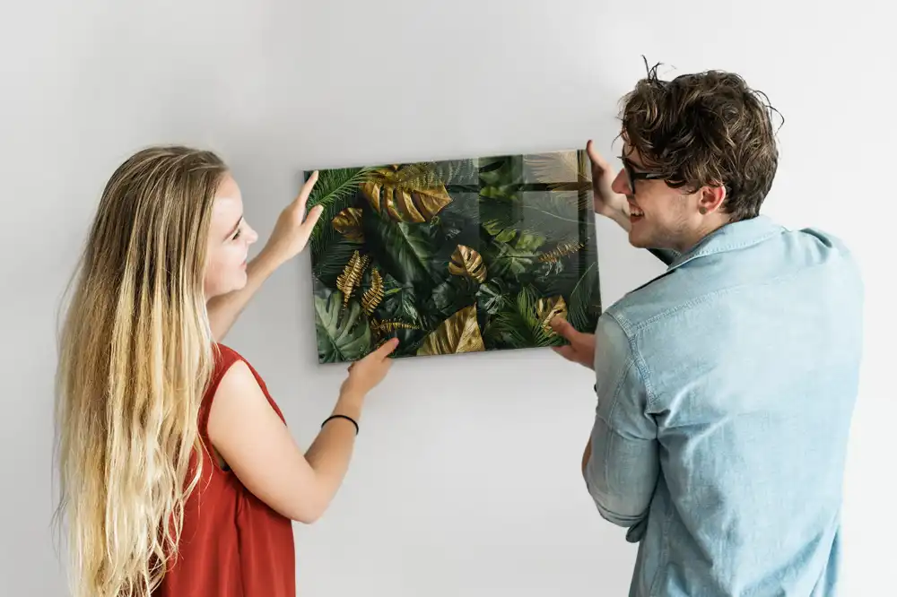 Magnetická tabule na zeď s motivem listů z džungle