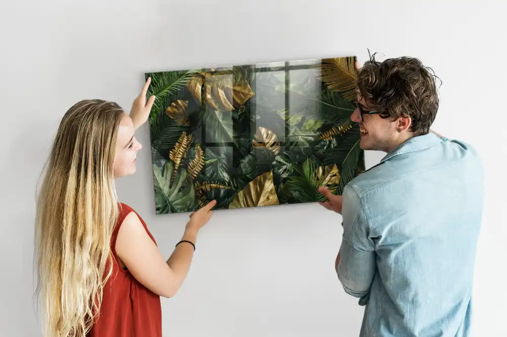 Magnetická tabule na zeď s motivem listů z džungle