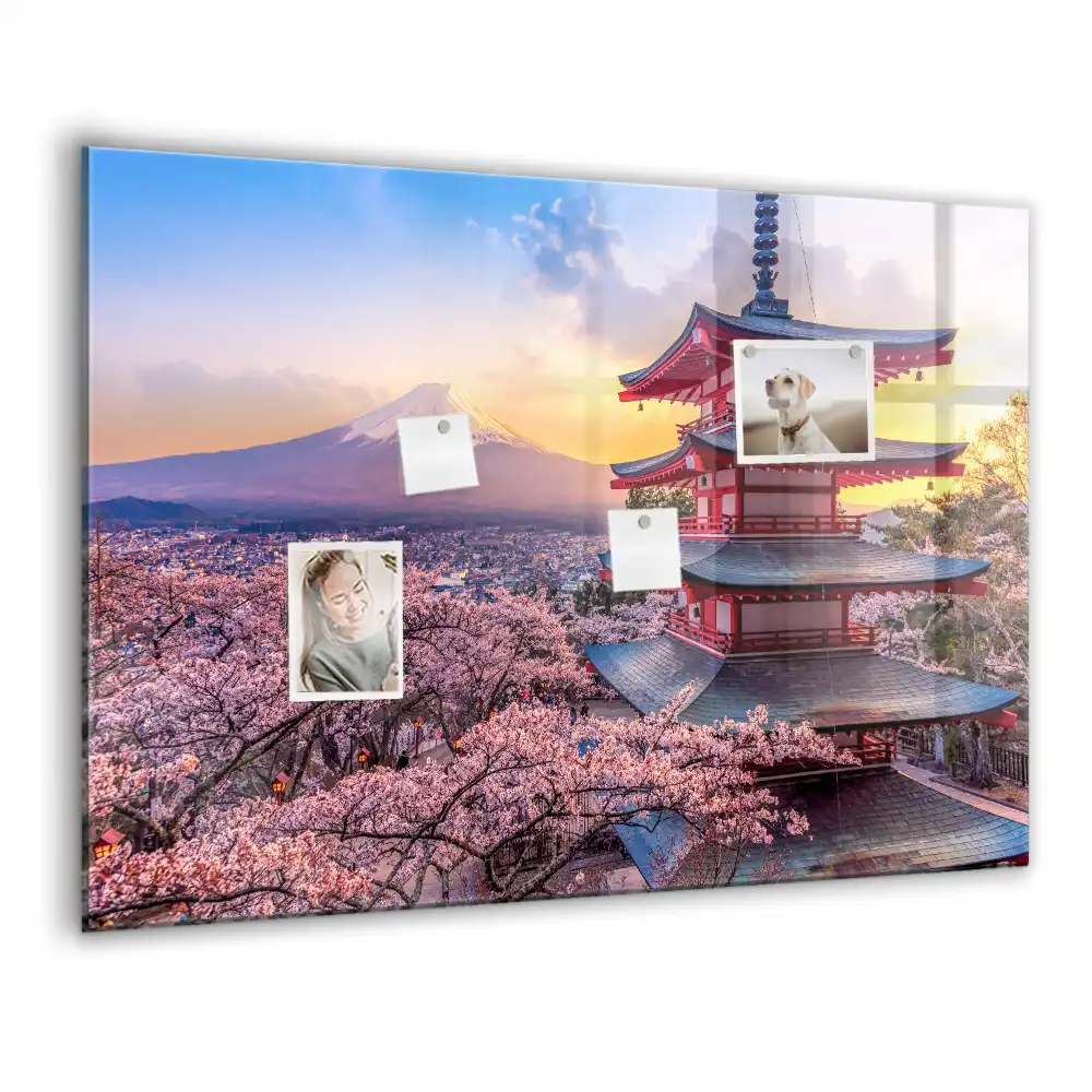 Skleněná magnetická tabule s motivem japonské architektury
