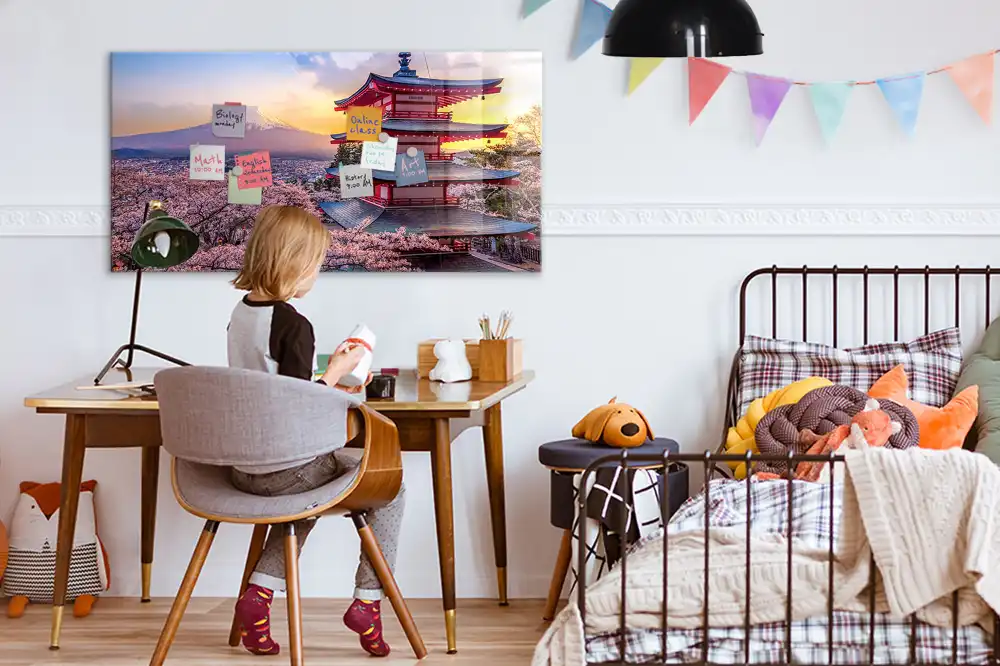 Skleněná magnetická tabule s motivem japonské architektury