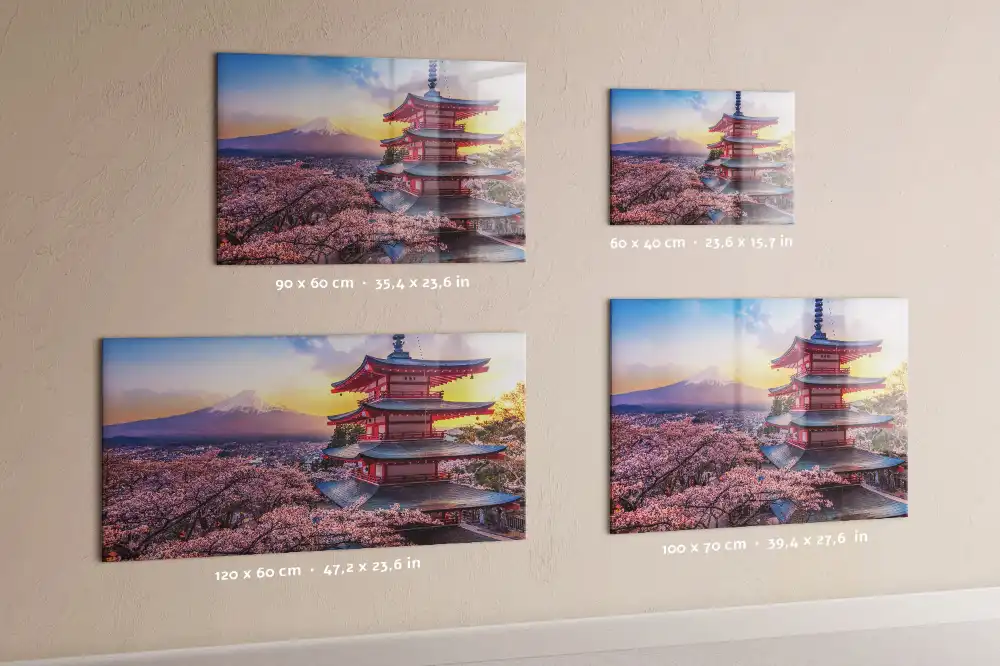 Skleněná magnetická tabule s motivem japonské architektury