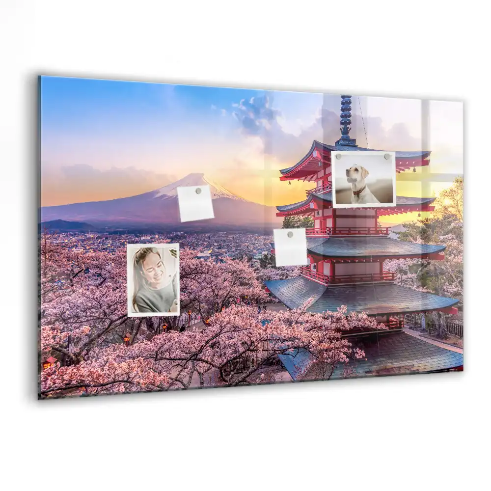 Skleněná magnetická tabule s motivem japonské architektury