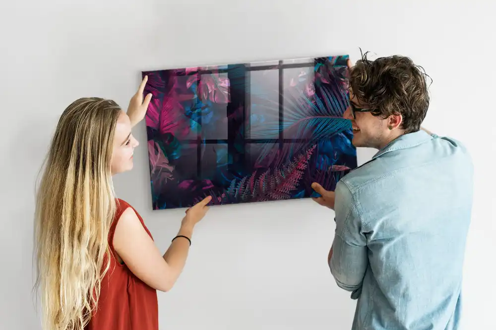 Skleněná magnetická tabule s motivem exotické flóry