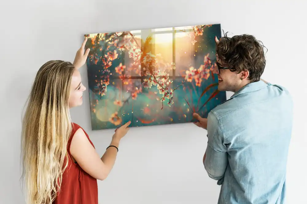 Skleněná magnetická tabule s motivem kvetoucích rostlin