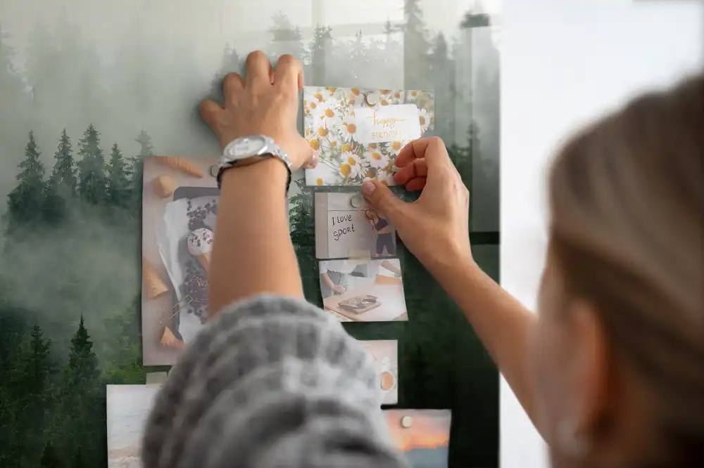 Skleněná magnetická tabule les zahalený mlhou
