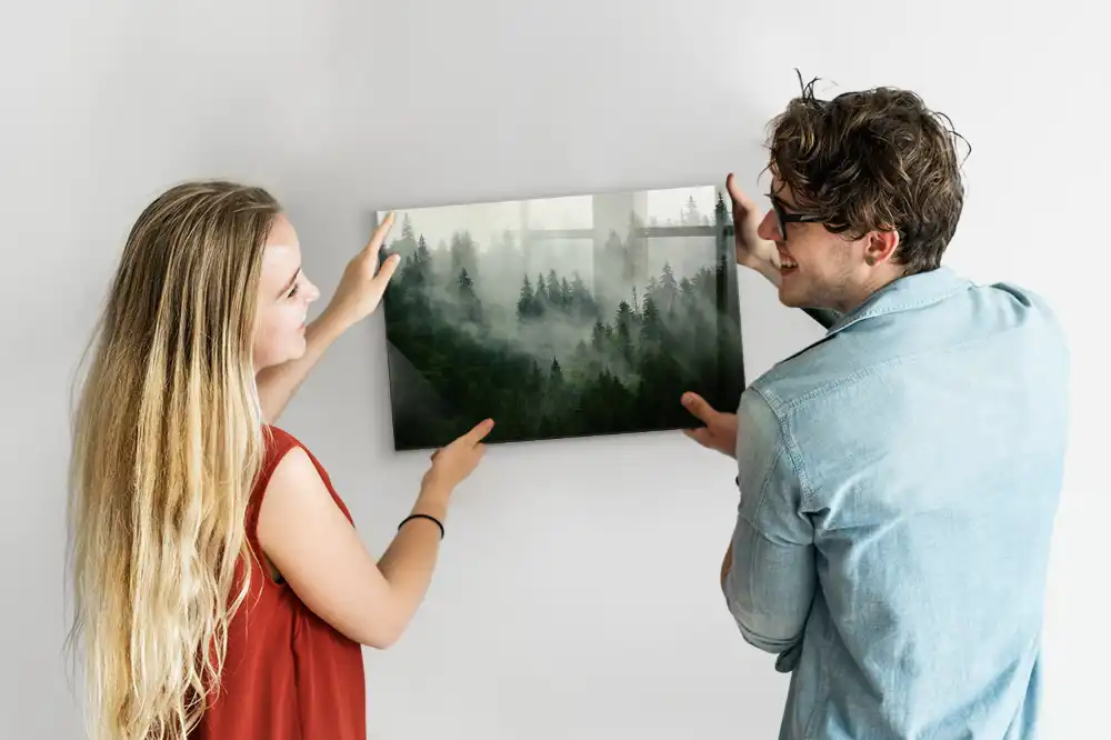 Skleněná magnetická tabule les zahalený mlhou