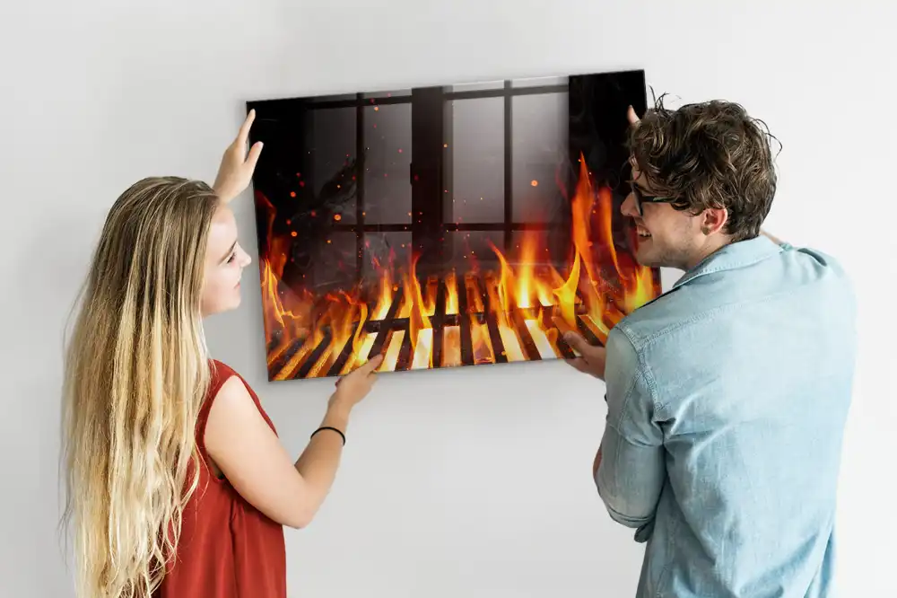 Skleněná magnetická tabule s motivem ohniště