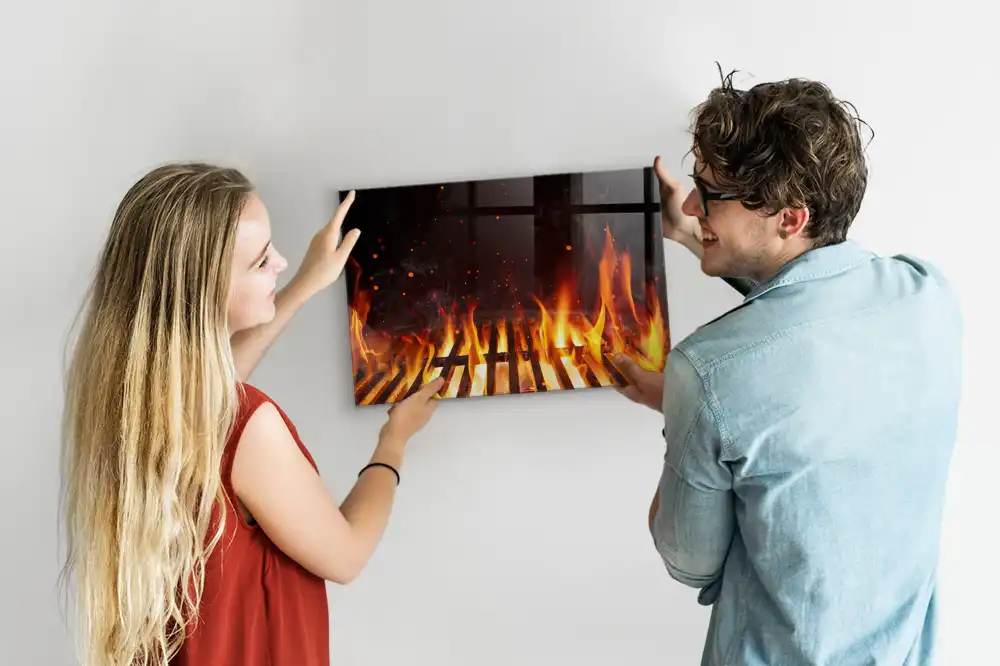 Skleněná magnetická tabule s motivem ohniště