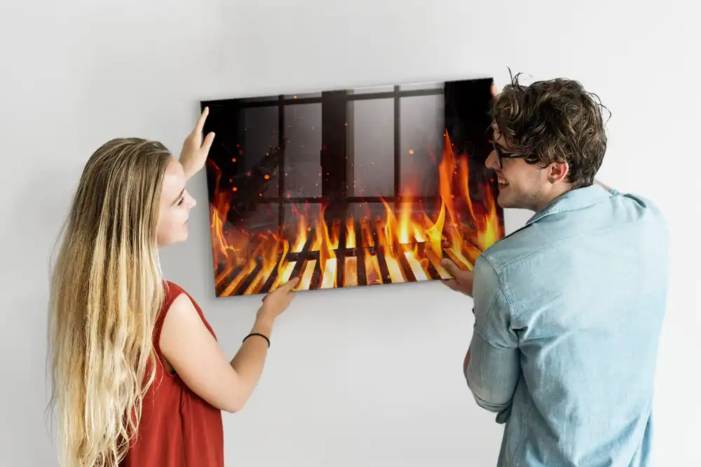Skleněná magnetická tabule s motivem ohniště