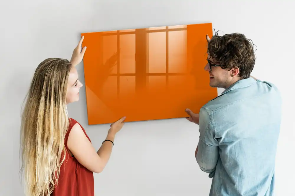 Oranžová skleněná magnetická tabule