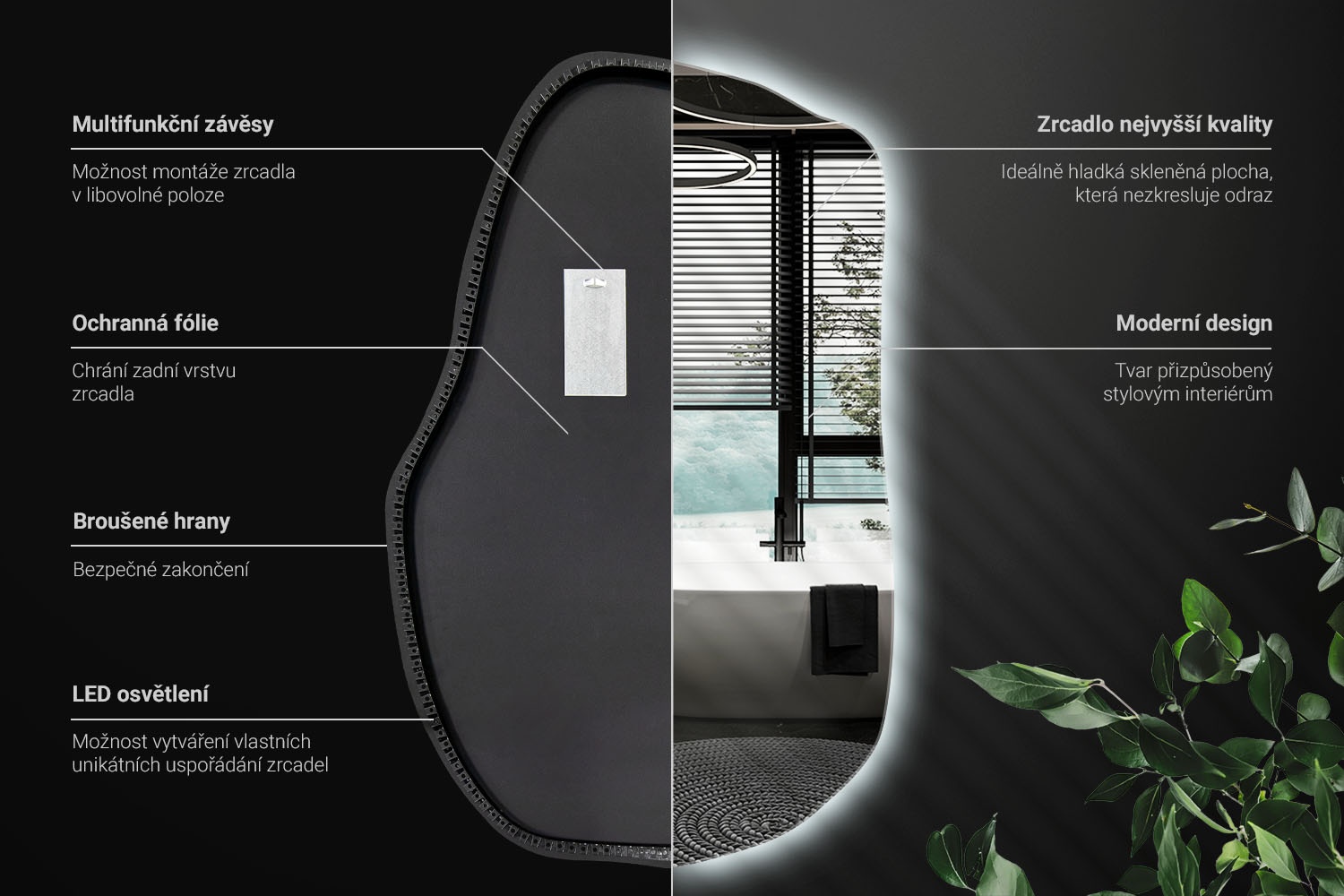 Informace o technických parametrech LED zrcadla Głaz