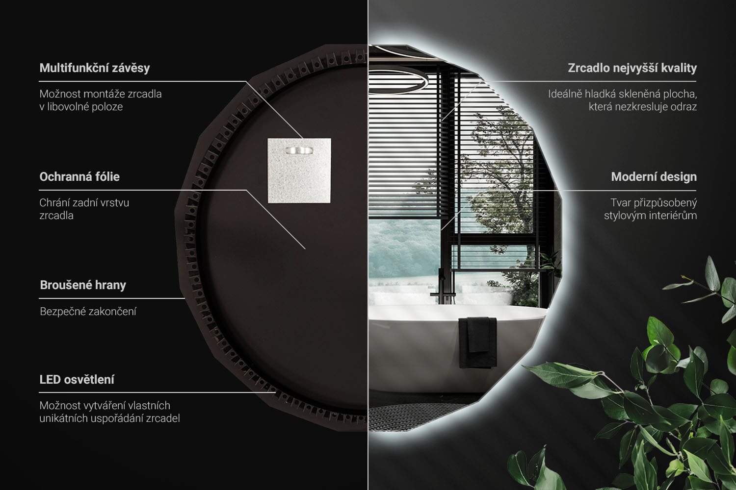 Informace o technických parametrech LED zrcadla