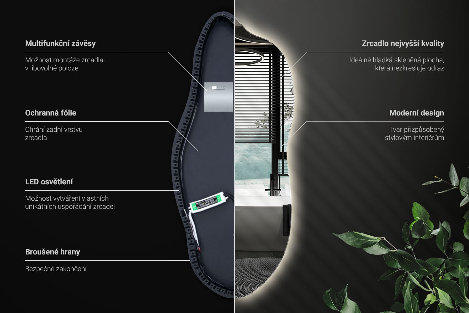 Informace o technických parametrech LED zrcadla Barbapapa